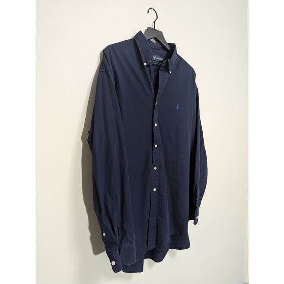 Ralph Lauren Blue Label Navy Blake Dress Shirt Pony Logo 100% Cotton Sz XXL - Picture 2 of 8
